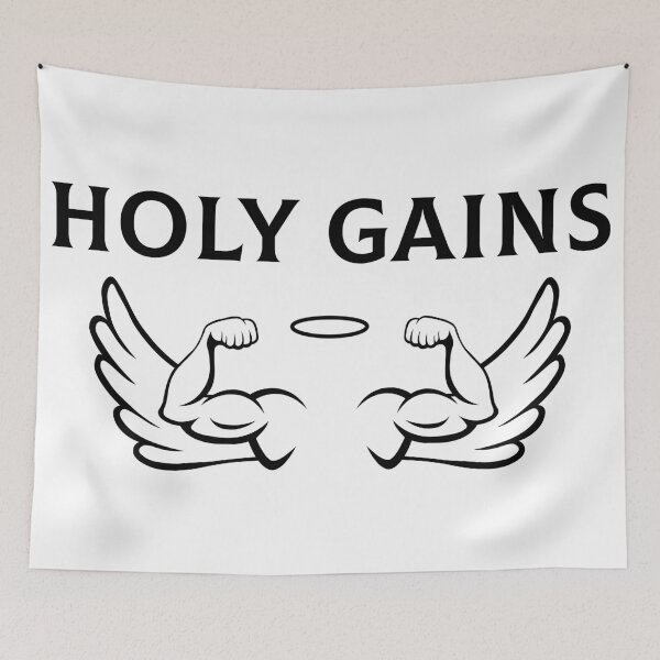 Item preview, Holy Gains. GYM Appearls designed and sold by DivyanshBora.