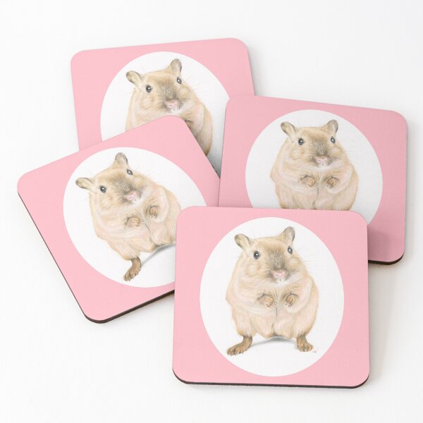 Artikelvorschau, Hamster, Buntstiftzeichnung (rosa Hintergrund) entworfen und verkauft von SandraWarmerdam.