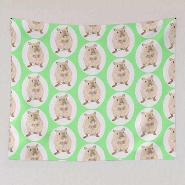 Item preview, Hamster, coloured pencil drawing (green background) designed and sold by SandraWarmerdam.