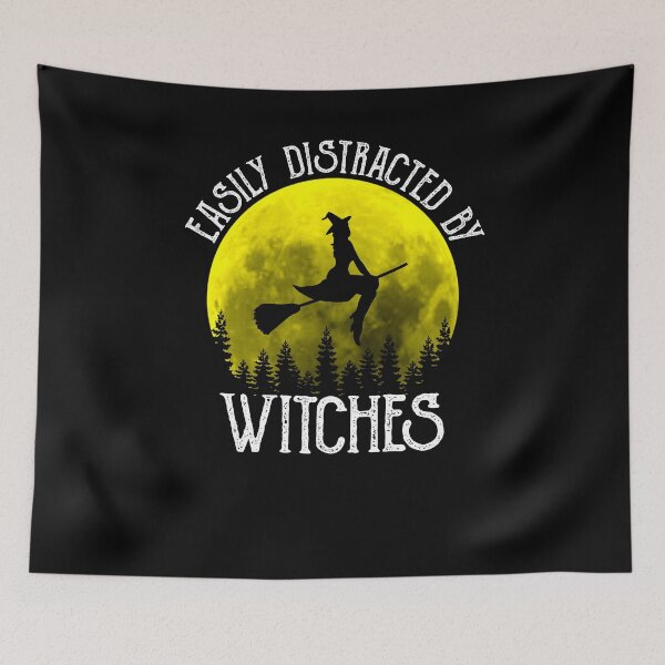 Item preview, Easily Distracted By Witches - Halloween Stick Witch Moon designed and sold by glynismalcolm.