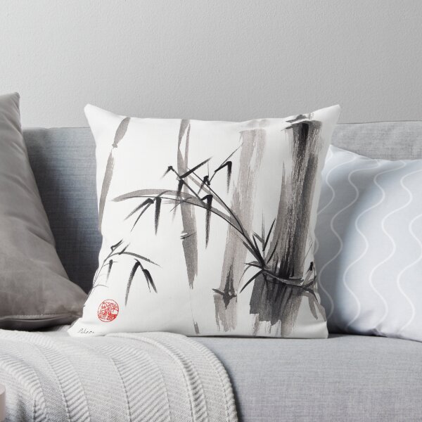 'after the rain' Original ink wash painting Throw Pillow
