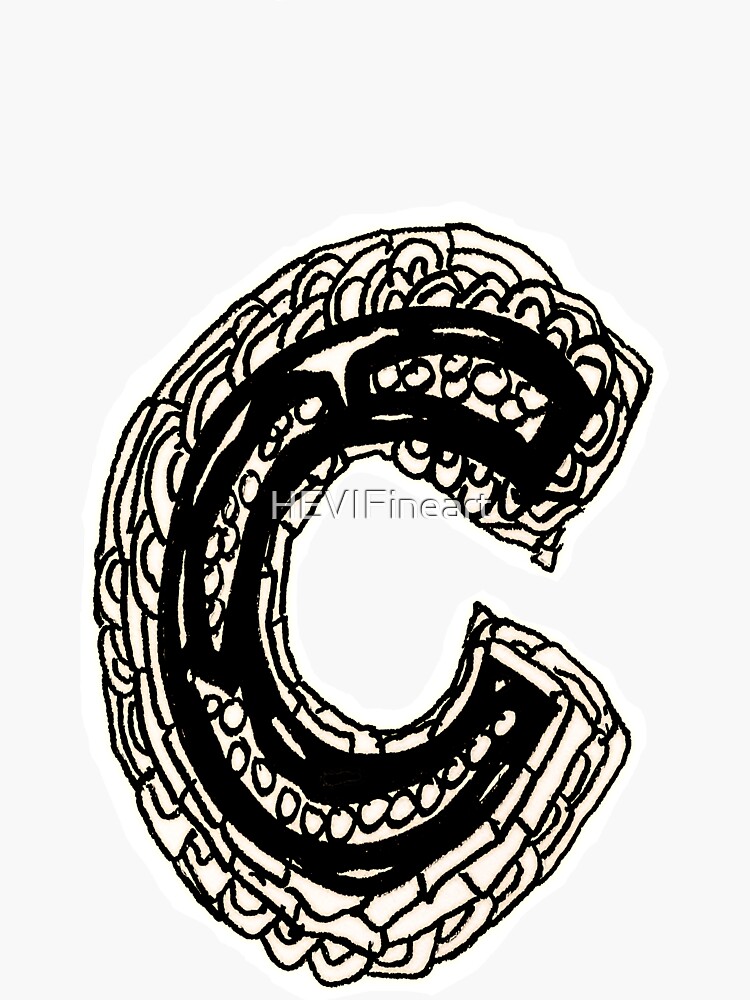 Upper case black and white alphabet Letter C by HEVIFineart