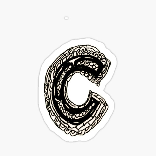 Upper case black and white alphabet Letter C Sticker