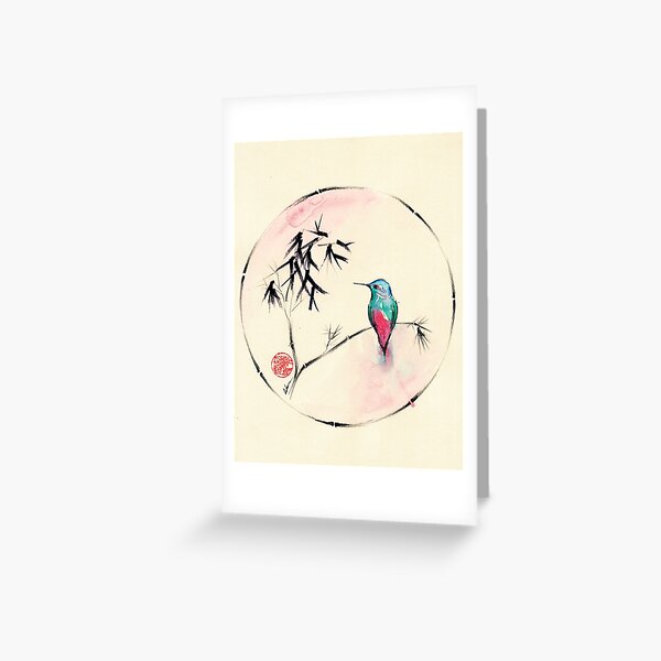 'Little Muse' hummingbird watercolor painting Greeting Card