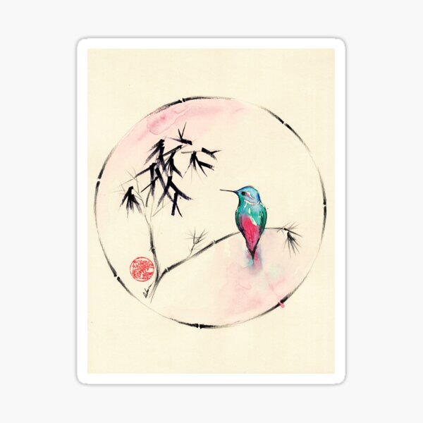'Little Muse'   hummingbird watercolor painting Sticker