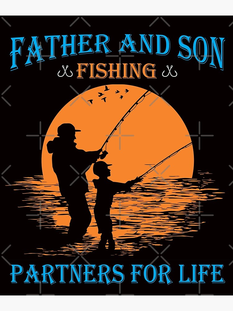 Father Son Fishing Partners For Life Retro Matching Dad Gift Art