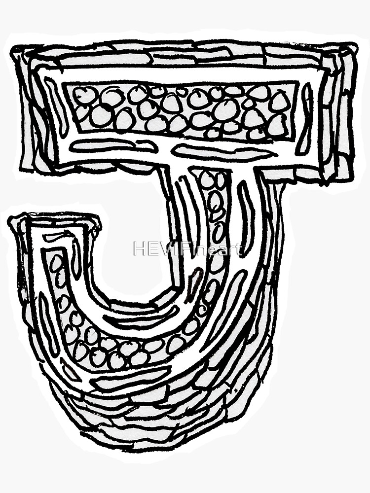 Upper case black and white alphabet Letter J by HEVIFineart