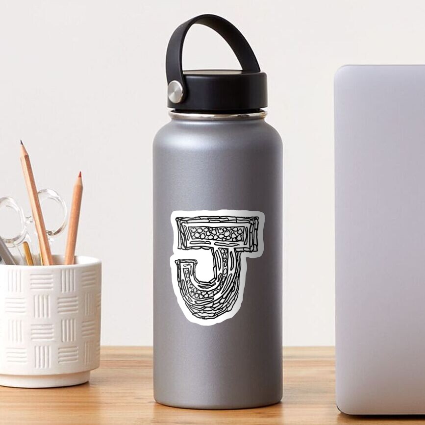 Upper case black and white alphabet Letter J Sticker