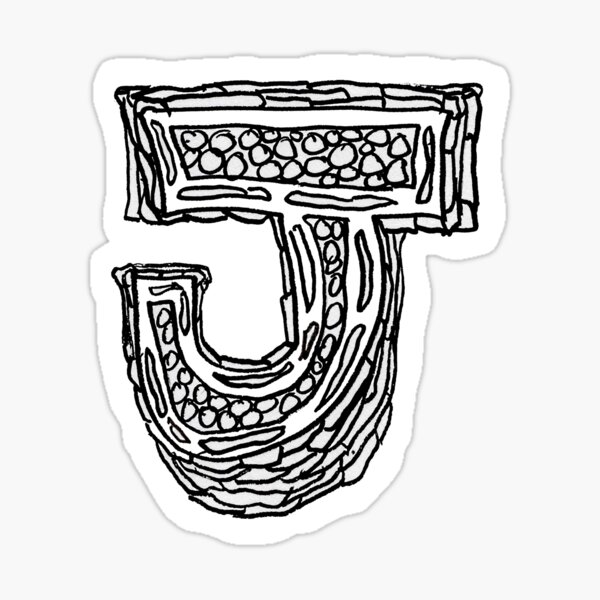 Upper case black and white alphabet Letter J Sticker