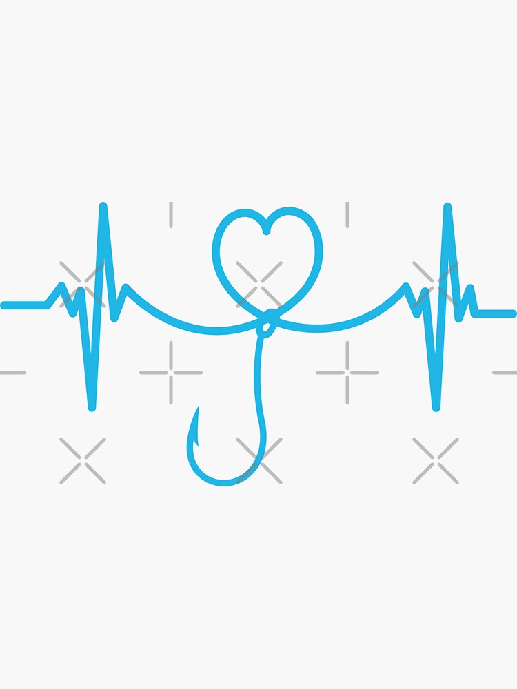 "FISHING HOOK HEARTBEAT " Sticker for Sale by Artloverperson1 Redbubble