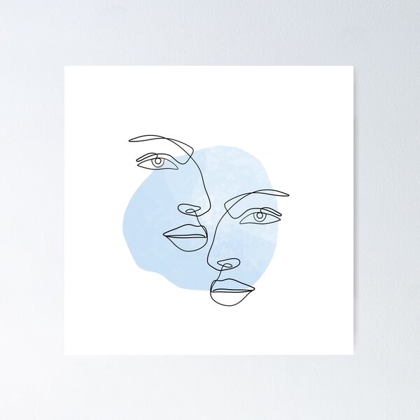 Item preview, Blue Aesthetics. Face Doodle. Coffee Stains. Watercolors.  designed and sold by TheGoToStore.
