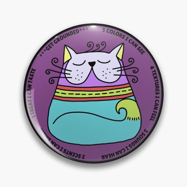 Item preview, Wise Cat Reminder: Overwhelmed? Stop and ground. Mindfulness using the five senses, grounding technique. You will get through this, you are worthy and deserving of care. designed and sold by Orianah.
