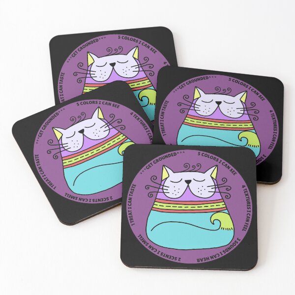Item preview, Wise Cat Reminder: Overwhelmed? Stop and ground. Mindfulness using the five senses, grounding technique. You will get through this, you are worthy and deserving of care. designed and sold by Orianah.