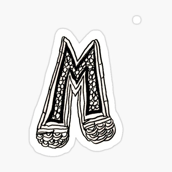 Upper case black and white alphabet M Sticker