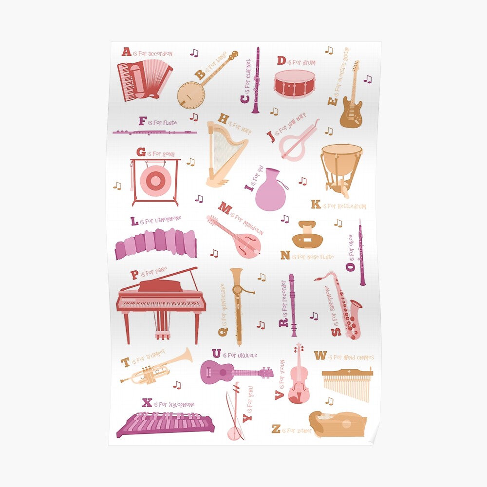 "Musical Instrument Alphabet" Poster by babybigfoot Redbubble