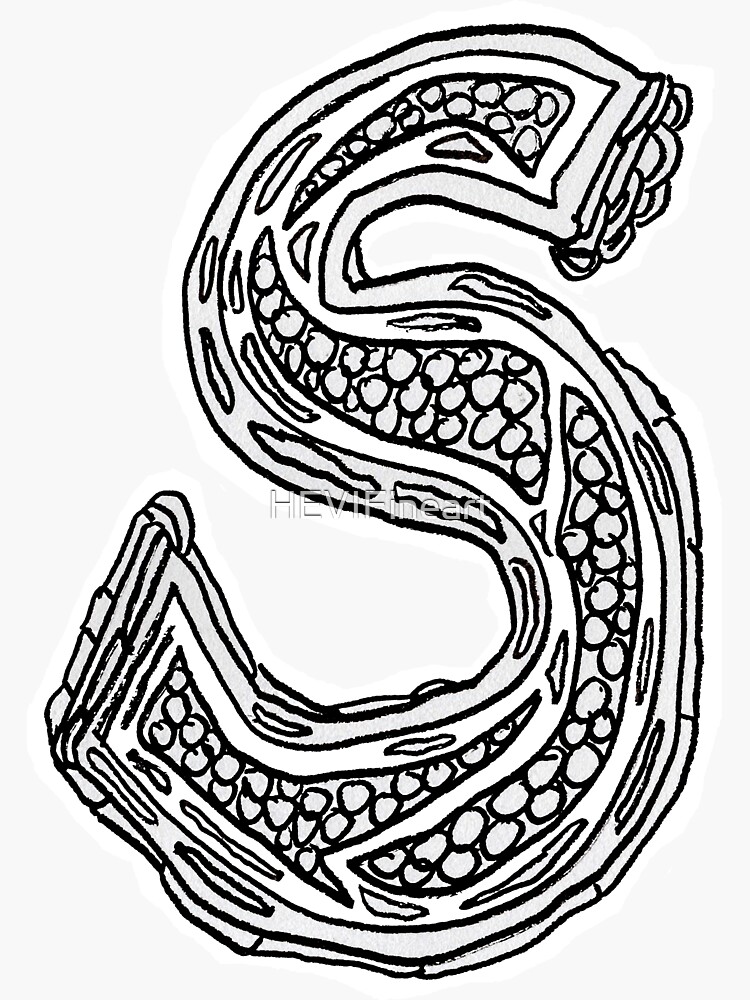Upper case black and white alphabet Letter S by HEVIFineart