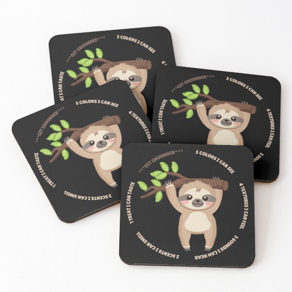 Item preview, Wise Sloth Reminder: Overwhelmed? Stop and ground. Mindfulness using the five senses, grounding technique. You will get through this, you are worthy and deserving of care. designed and sold by Orianah.