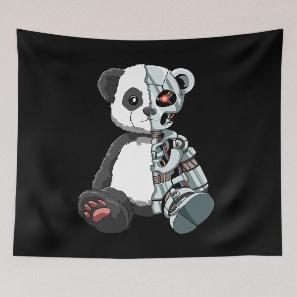 Item preview, Cute Panda Bear Scary Robot Cybernetic Animal Lover designed and sold by melomedia.