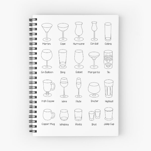 Item preview, Collection set of hand-drawn doodle cartoon style vector icon illustrations. Various alcohol cocktail glasses high ball martini margarita old fashioned shot.  designed and sold by crannnk.