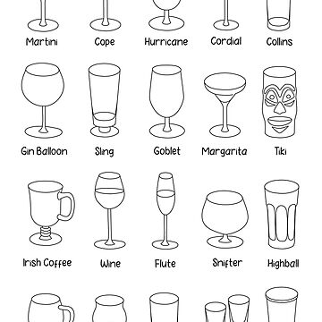 Bar Glasses Vector Icons Set. Vector Types Of Barware Glasses