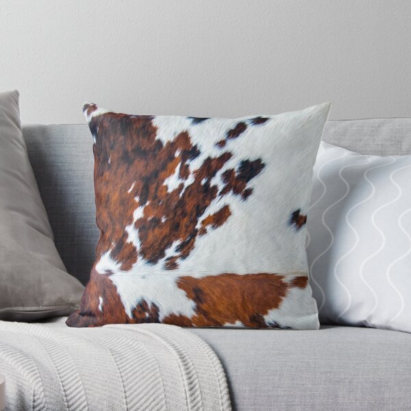 Rustic cow faux fur, cowhide Throw Pillow