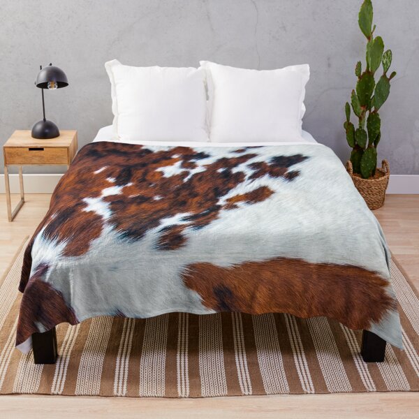 Rustic cow faux fur, cowhide Throw Blanket