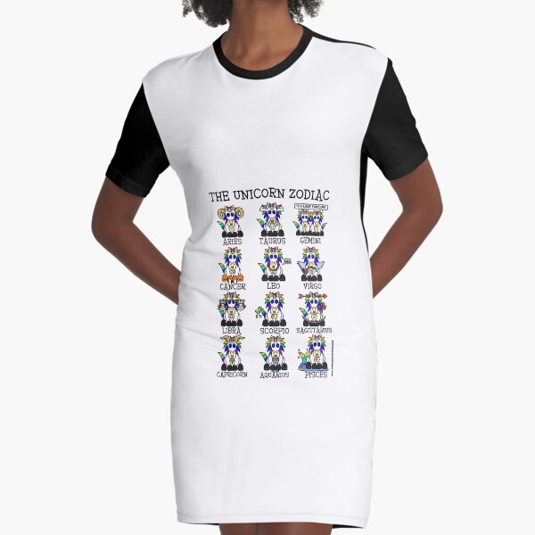 The Unicorn Zodiac Graphic T-Shirt Dress