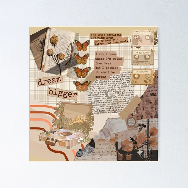 Brown Aesthetic Collage Poster for Sale by fairylily