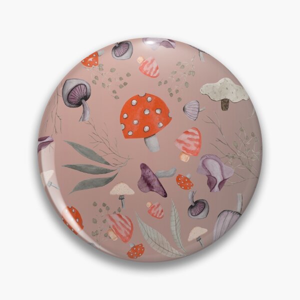 Artikelvorschau, Mushroom Magical Forest Pattern mit Grau- und Orangetönen und Highlights entworfen und verkauft von MyColorfulDream.