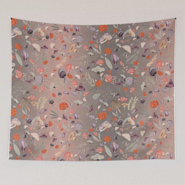 Item preview, Mushroom Magical Forest Pattern with Grey and Orange Shades and Highlights  designed and sold by MyColorfulDream.