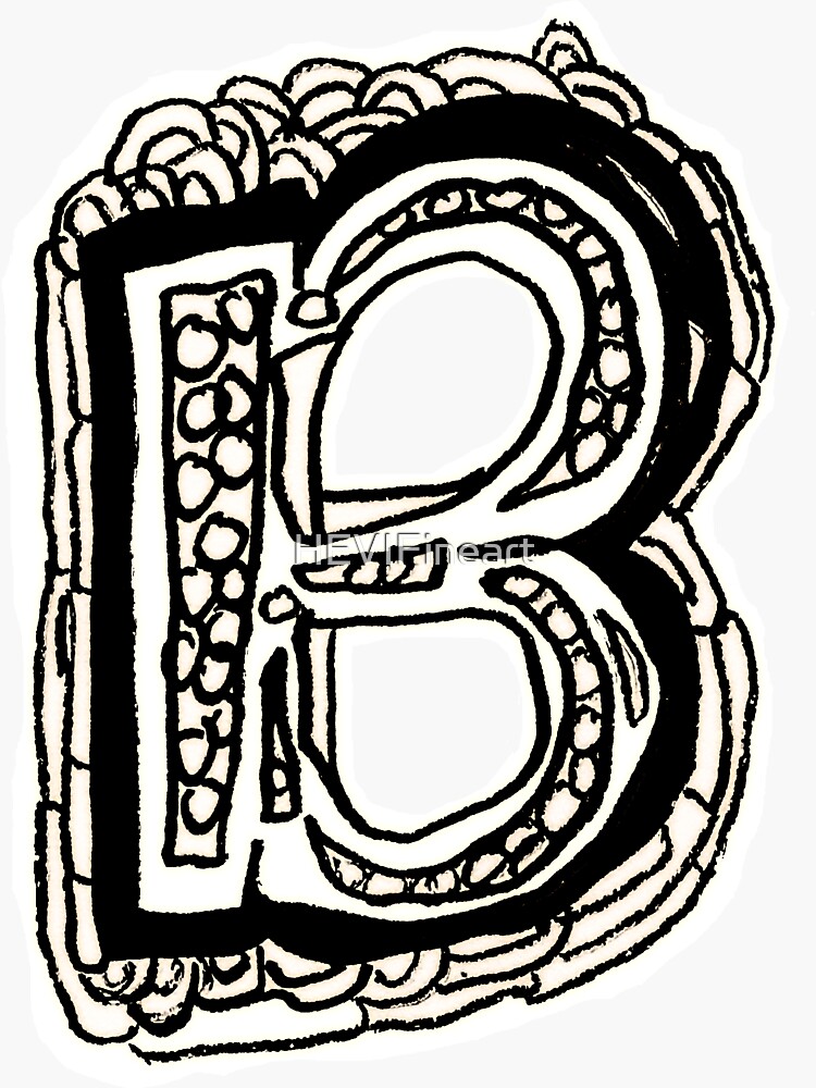 Upper case black and white alphabet Letter B by HEVIFineart