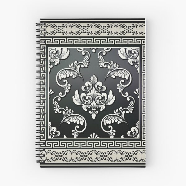 Item preview, Greek Key Black and Cream Floral Pattern designed and sold by Yiorgos Designs.