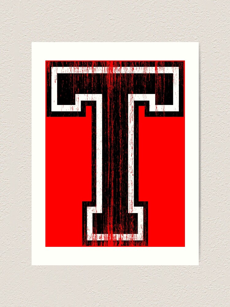 big varsity letter t art print by adamcampen redbubble