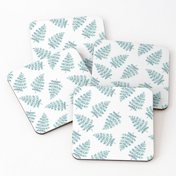 Item preview, Watercolor Fern Twigs Cool Greens and Blues Pattern White designed and sold by AlicjaCurioseur.