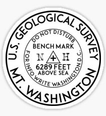 HIKING CLIMBING MOUNT WASHINGTON NEW HAMPSHIRE USGS GEOCACHING BENCHMARK BENCH MARK GEOLOGICAL SURVEY Sticker