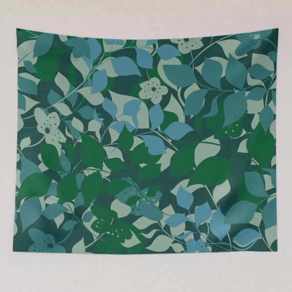 Item preview, Camo blue and green botanical abstract floral pattern designed and sold by BLMcreations.