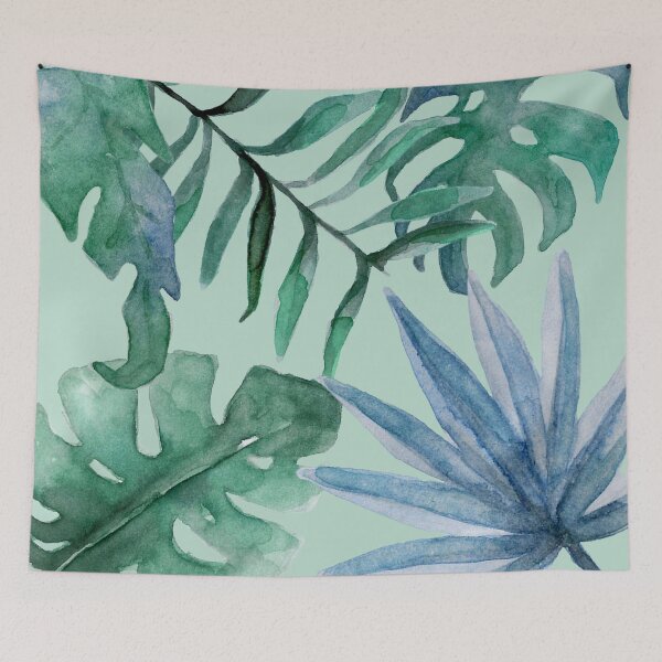 Item preview, Tropical Vibe Leafy Pattern in Blues and Teals designed and sold by JulieSouster.
