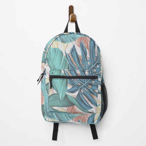 Item preview, Tropical Vibe Leafy Pattern Design in Muted Blues and Greens designed and sold by JulieSouster.