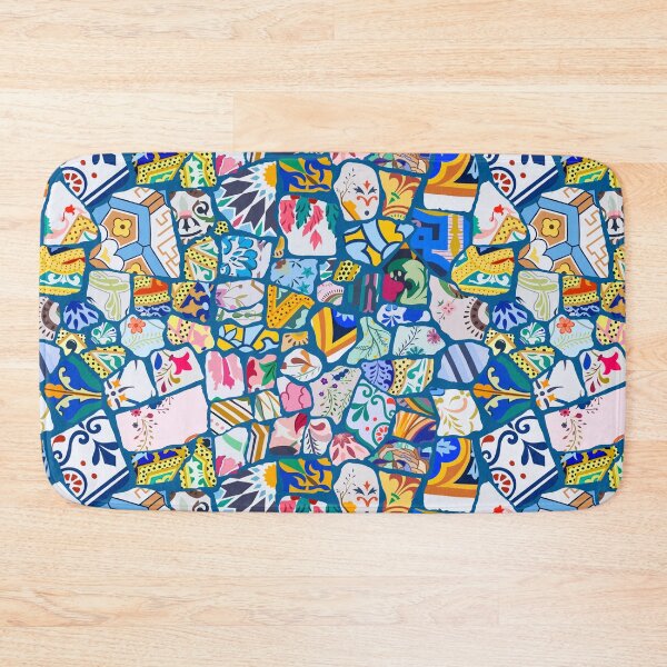 Item preview, Antoni Gaudi Multi Pattern print design - Peacock Blue Background - Seamless pattern, Colourful, playful,  designed and sold by SemDesigns1.
