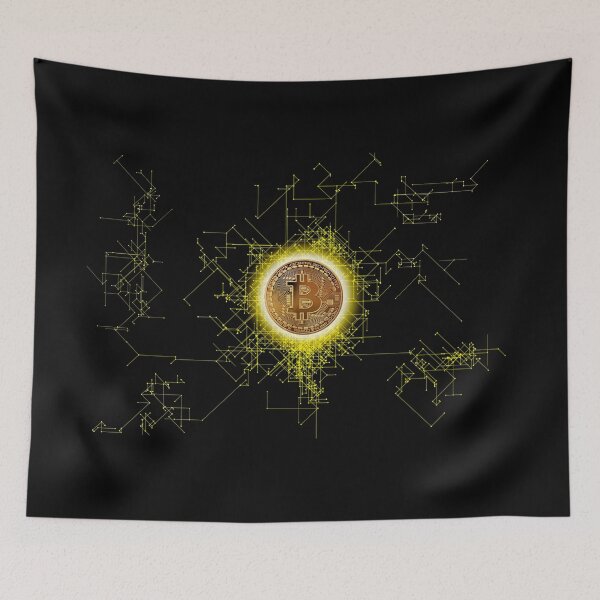 Item preview, Bitcoin Shirt Blockchain Token Tshirt BTC Tee Yellow Gift Shirt designed and sold by TheNorthLight.