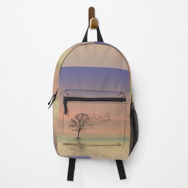 Item preview, Birds Flying from the Faraway Alone Tree In the Dawn Landscape Violet-Orange Sky designed and sold by Anmol Arts.