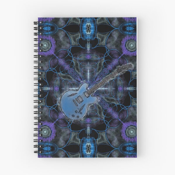Item preview, Blue Guitar Drawing on Blue, Purple, and Black Mandala designed and sold by Lady Southpaw.