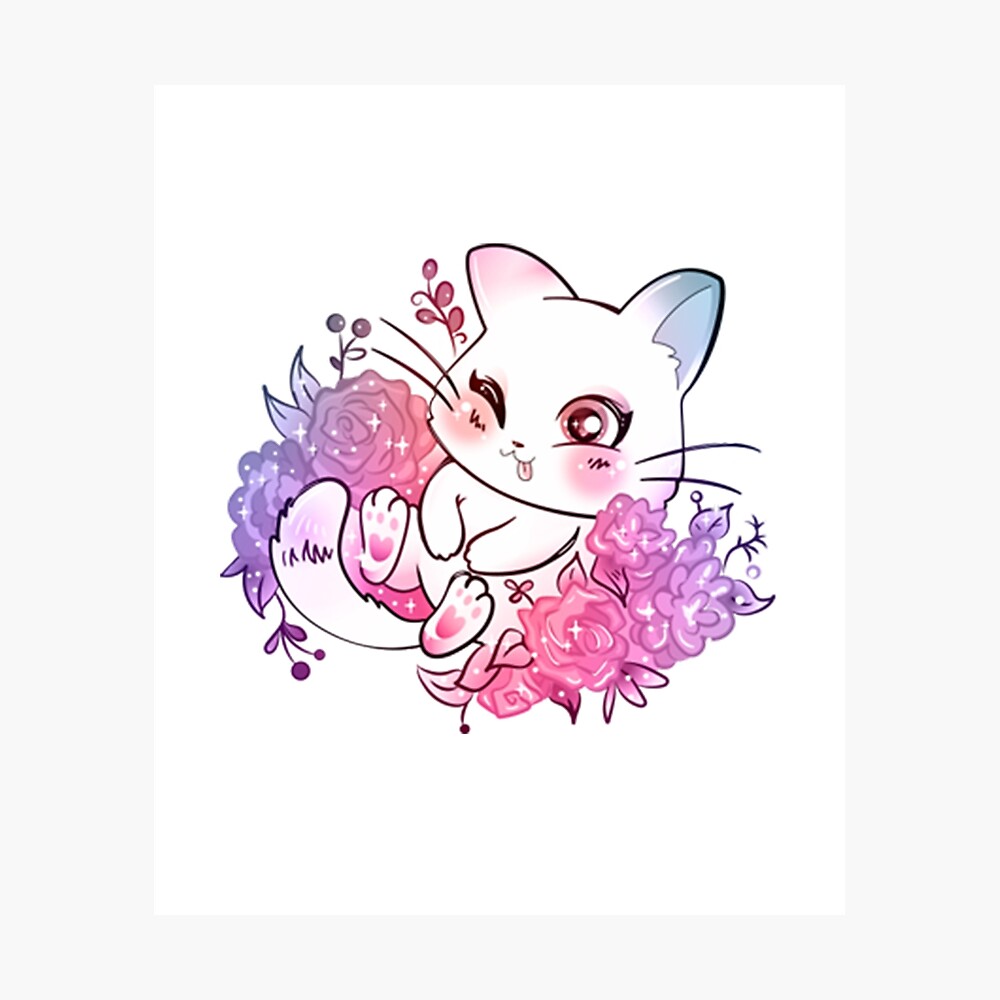 Kawaii kitten romantic anime cat