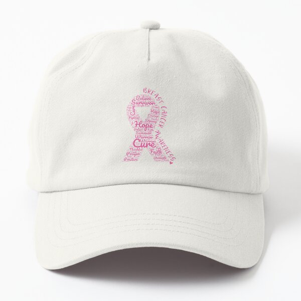 Breast Cancer Awareness Pink Ribbon With Positive Words Dad Hat