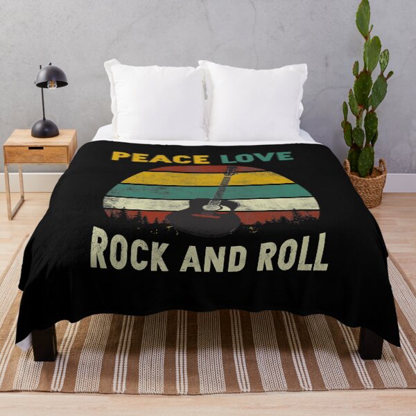 Item preview, Peace Love Rock And Roll Guitar Retro Vintage designed and sold by anemiccassero.