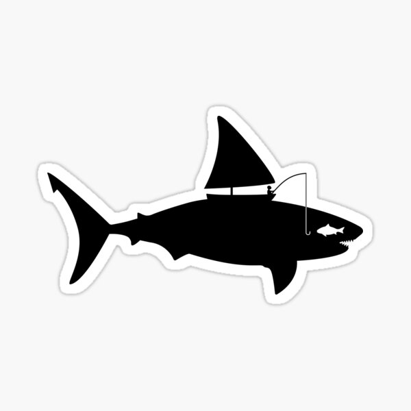 A fin day for fishing: BLACK Sticker