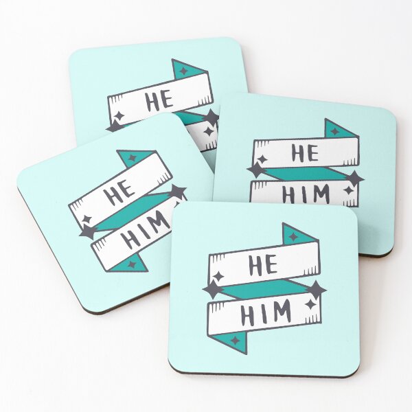 Item preview, He / Him (Masculine) Blue / Turquoise in Light Cyan designed and sold by LaurenTowner.