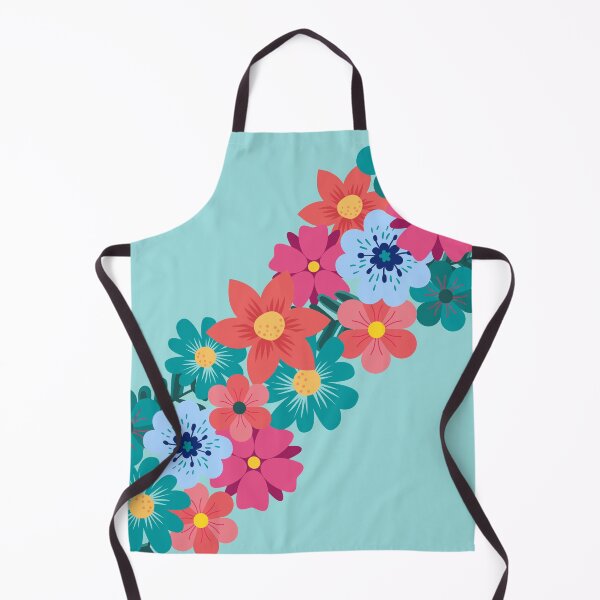 Aperçu de l'œuvre Guirlande florale colorée sur fond bleu clair créée et vendue par ABInspired.