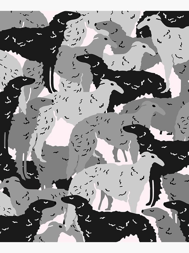 Cute Borzoi Dogs on Pink Background by kapotka