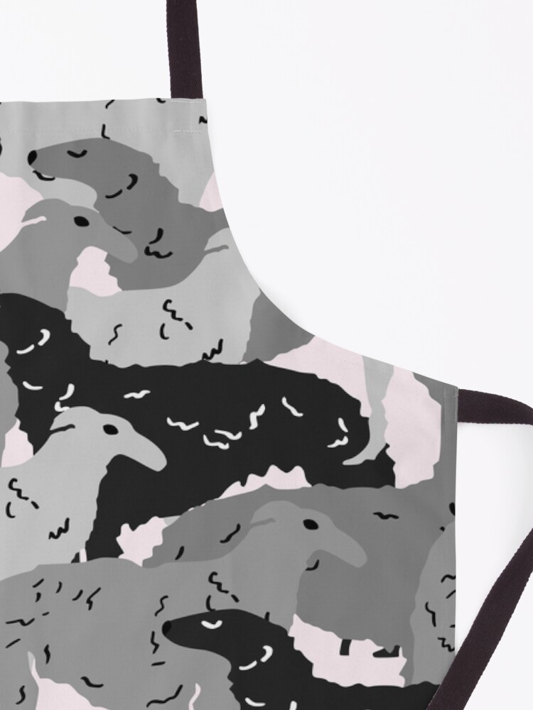 Alternate view of Cute Borzoi Dogs on Pink Background Apron